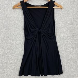 Twenty One Top Womens Medium Black V Neck Knotted Sleeveless Ruched Boho